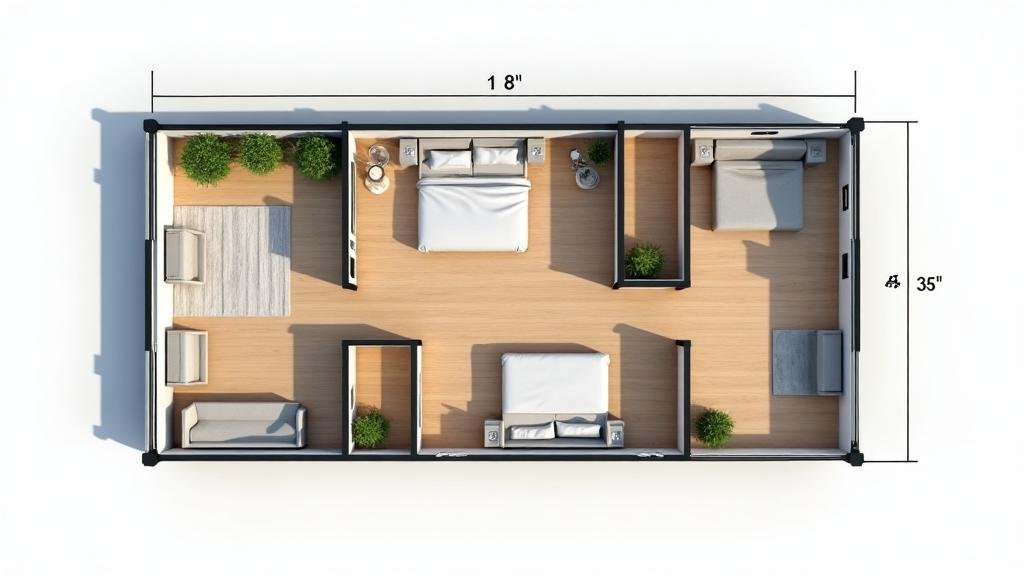 Ejemplo de casa prefabricada de 80 m²